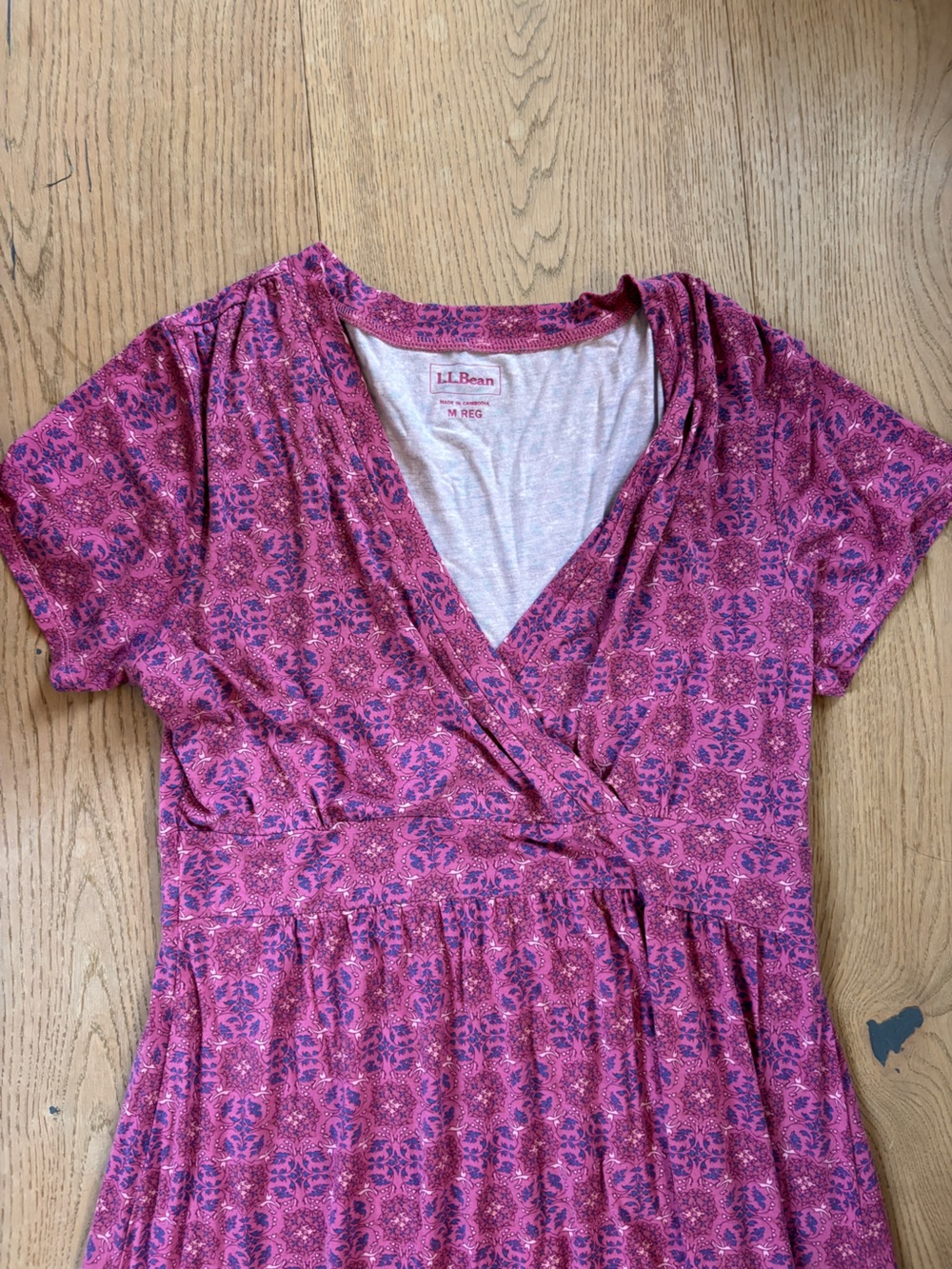LL Bean Summer Knit Midi Dress, Indian Block Print Style, Medium